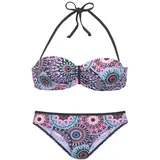 LASCANA Bügel-Bandeau-Bikini, mit kontrastfarbigen Details, lila bedruckt, Gr.34 Cup B,