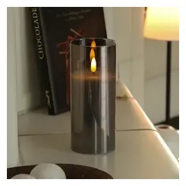 MARELIDA LED Windlicht H 17,5 cm grau