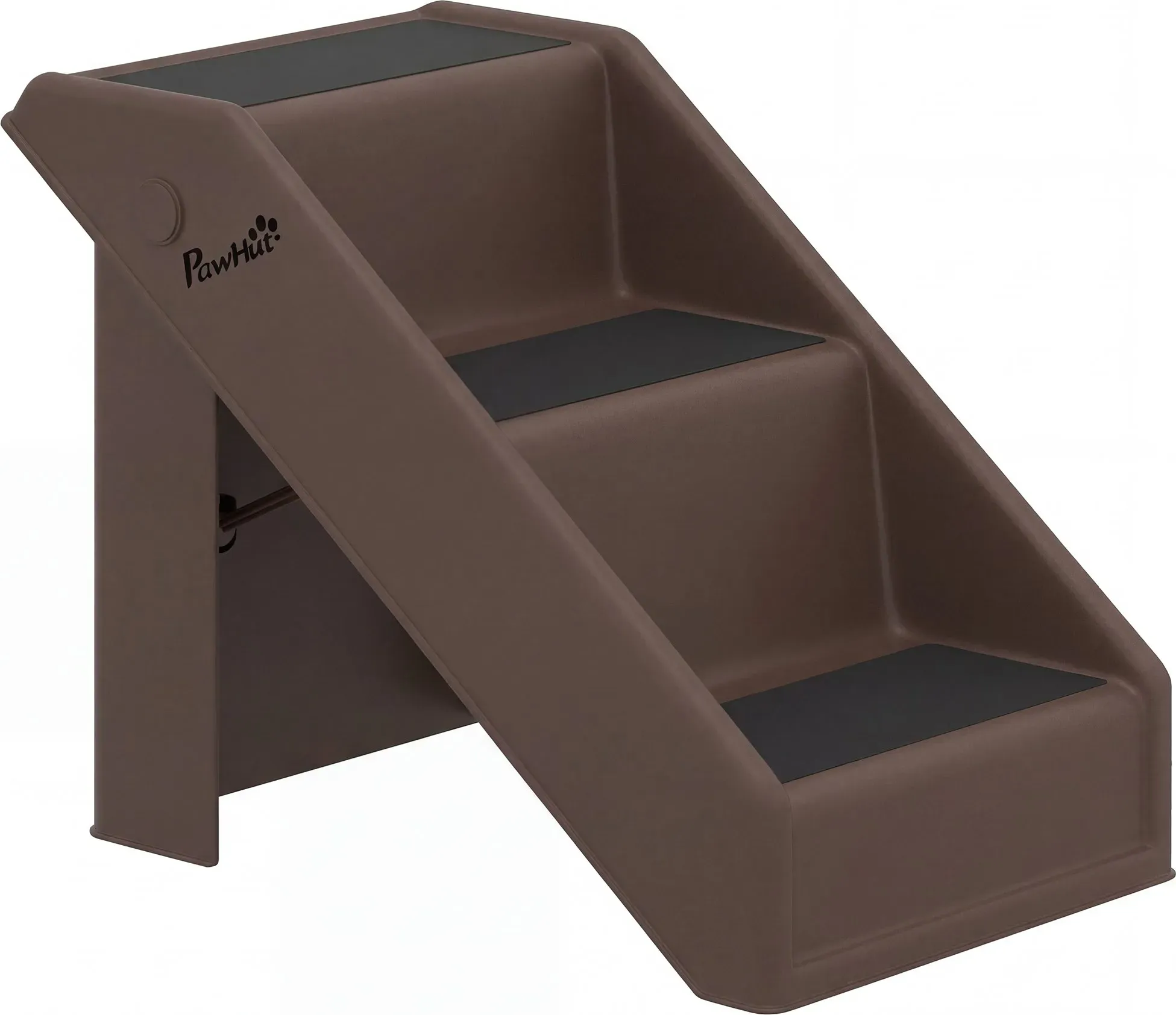 PawHut Hundetreppe 3 Stufen 36,5 cm Hoch Haustiertreppe für Kleine Hunde klappbar Katzentreppe Hunderampe Einstiegshilfe für Bett, Sofa, Couch und Auto Braun   Aosom