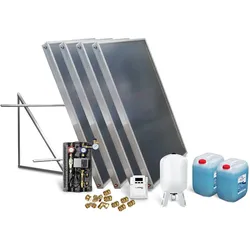 Solar-Paket Brauchwasser 4x AMP 2.0 Flachkollektor 8,04 qm Flachdachmontage