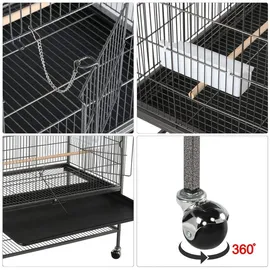 Yaheetech Vogelkäfig Vogelvoliere 79 x 52 x 132 cm schwarz