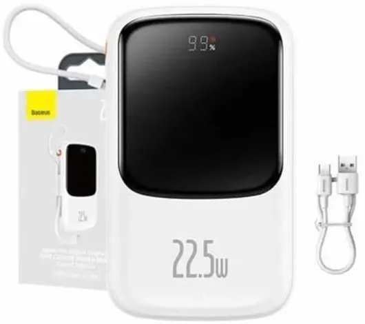 Powerbank Qpow PRO with cable 10000mAh 22.5W (White) - 10000 mAh