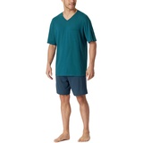 SCHIESSER Herren Schlafanzug kurz V-Ausschnitt-Nightwear Set Pyjamaset, Jeansblau_181153, 50