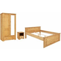 Home Affaire Schlafzimmer-Set »Hugo«, (Set, 3 St.), Bett 140x200cm, 2-trg Kleiderschrank und 1 Nachttisch beige