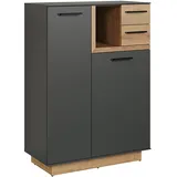 trendteam Synnax Kommode 80 x 40 x 113 cm Anthrazit/Evoke Eiche