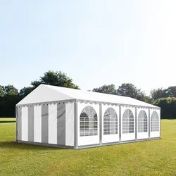 TOOLPORT PRO 6x10m Partyzelt, PVC-Plane, grau-weiß, mit Bodenrahmen - (5373)
