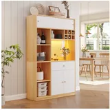 Odikalo Küchenbuffet Küchenschrank mit LED, Schublade & 3 Türen - ideale Aufbewahrung weiß