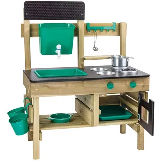 Hape Nature Fun Outdoor Spielküche mit viel Zubehör aus Holz und pflanzlichem Kunststoff, Matschküche ab 3 Jahren