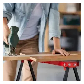 Relaxdays Arbeitsbock, 2er Set, klappbar, 100 kg, HxBxT: 78 x 100 x 49 cm, Allzweckbock Werkstatt, Stahl, rot/schwarz