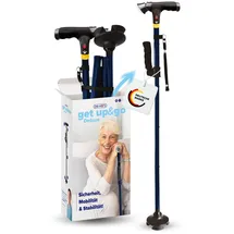 DR-HO'S Get Up & Go Gehstock mit LED-Licht und Alarmknopf klappbar höhenverstellbar Dunkelblau