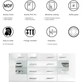 Vladon SIDEBOARD Noah Sandgrau Hochglanz