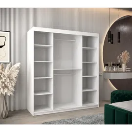 abiks möbel Schwebetürenschrank MONACO 180 x 200 x 62 cm Weiß