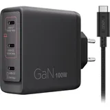 Lenovo Multi-Port USB-C 100W GaN-Ladegerät/ Netzteil Schwarz inkl. USB-C Kabel (1,8m)