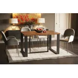 Endo-Möbel Esstisch ausziehbar Borys 130cm - 250cm Kufengestell Kufen Metall Kulissentisch (Stirling Eiche) - Braun