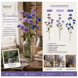 Decoris Kunstblumen Kornblume am Stiel 55cm blau