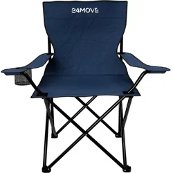 24MOVE® Campingstuhl Faltstuhl, blau, mit Getränkehalter und Tragetasche Outdoor, faltbar max. 100kg, Angerstuhl, Klappstuhl