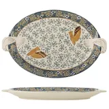 Bloomingville Hezha Serviertablett, Blau, Steingut, L34xH3,5xB25 cm