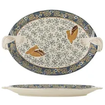 Bloomingville Hezha Serviertablett, Blau, Steingut, L34xH3,5xB25 cm