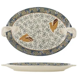 Bloomingville Hezha Serviertablett, Blau, Steingut, L34xH3,5xB25 cm
