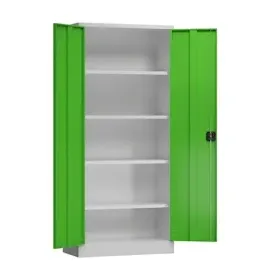 Classix Stahlschrank X-530335 lichtgrau, gelbgrün 80,0 x 38,0 x 180,0 cm, aufgebaut