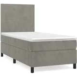 vidaXL Boxspringbett mit Matratze Hellgrau 100x200 cm Samt - Grau