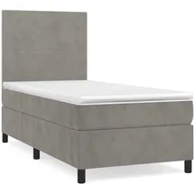vidaXL Boxspringbett mit Matratze Hellgrau 100x200 cm Samt - Grau