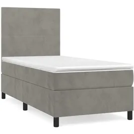 vidaXL Boxspringbett mit Matratze Hellgrau 100x200 cm Samt - Grau