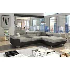 JV Möbel Eckcouch Textil 3-Sitzer Grau