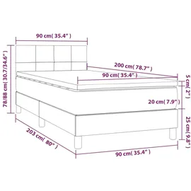 vidaXL Boxspringbett mit Matratze & LED Dunkelbraun 90x200 cm Stoff