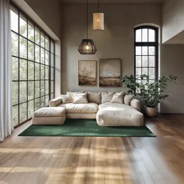 Tectake Kurzflorteppich Soft Zone - grün, 140 x 200 cm