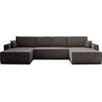 Best Möbel Dellia, Wohnlandschaft U-Form, 7-Sitzer, mit Schlaffunktion, mit Bettkasten, aus Cord , Dunkelgrau - Dunkelgrau