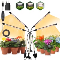 Niello 4Kopf Pflanzenlampe LED, USB Pflanzenlicht, Vollspektrum Grow Lampe, Pflanzenleuchte Wachsen licht für Zimmerpflanzen mit Zeitschaltuhr 3/9/12H, 3 Modi & 10 Dimmstufen Wachstumslampe.