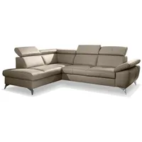 Ecksofa Rio Leder Grau Schlamm