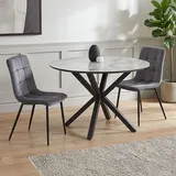 Homestyle4u Esstisch Ø 110 cm schwarz/grau