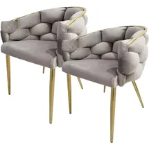 Kayoom Polsterstuhl »Stuhl Grace 125 2er-Set, Gestell aus Eisen, bequem gepolstert« (Set) 2 Stk.Graziöses Design, absolutes Eye-Catcher, geflochtener Rücken