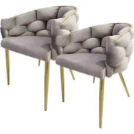 Kayoom Polsterstuhl »Stuhl Grace 125 2er-Set, Gestell aus Eisen, bequem gepolstert« (Set) 2 Stk.Graziöses Design, absolutes Eye-Catcher, geflochtener Rücken