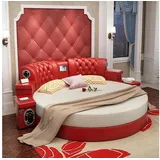 JVmoebel Rundbett Rundes Kingsize Bett Rund Betten Multifunktion Hotel Polster, Made in Europa rot