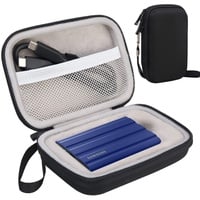 Lacdo Externe Festplattentasche Schutzhülle für Samsung T7 Shield/Samsung T7/T7 Touch Portable SSD 500GB 1TB 2TB USB 3.2 Hart Eva Wasserdicht stoßfest Case Reisetasche, Schwarz+Grau