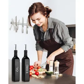 Öl und Essig Spender Set 500 ml Edelstahl Schwarz