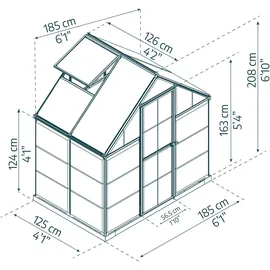 CANOPIA Hybrid Alu silber Polycarbonat 0,7 mm/Dach HKP 4 mm 2,3 m2