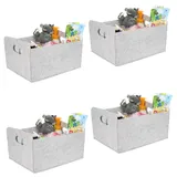 GarPet 4x Aufbewahrungsbox faltbar Stoff Aufbewahrungskorb faltbar Schrank Organizer Filzkorb Aufbewahrung faltbare Stoffbox klein 25x31x15 hellgrau Sparpaket