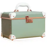 Urecity Kosmetikkoffer mit Spiegel Beauty Case Hartschale Vintage Schminkkoffer Leder Kosmetikkoffer Damen mit Zahlenschloss (Avocado-Grün, Medium (Length: 13"))