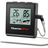 ThermoPro TP16 Fleischthermometer Grillthermometer digital Bratenthermometer Ofenthermometer Thermometer Küchen mit Timer für BBQ, Grill, Smoker Schwarz