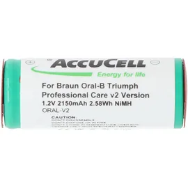 FDK (ehem. Sanyo) FDK Akku passend für Braun Oral-B Triumph Professional Care v2 Version, Lötfahnen mittig 2mm breite, Abmessungen 43x17mm