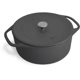 Springlane Cocotte mit Deckel, Grau, rund, 28 cm, 6 L, Gusseisen Bräter, Schmortopf Induktion...