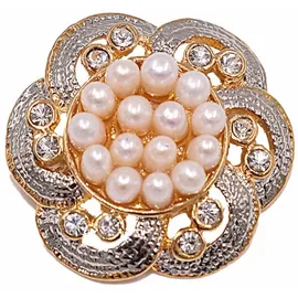 FIRETTI Brosche FIRETTI "Schmuck Geschenk Ansteckschmuck Blume Glitzersteine", gelb (gelbgoldfarben, kristallweiß, weiß, kristallweiß), Broschen, Damen, Messing, Perlen, Brosche, mit Strassstein - mit Süßwasserzuchtperle