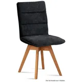 58 aufm Kessel Esszimmerstuhl Küchenstuhl drehbar (2er-Set) Dorle 47x92x60 Eiche geölt/Espresso (Lieferung bis Verwendungsstelle, 6 St), Stabiles Gestell aus Massivholz pflegeleichter Bezug aus Microfaser grau