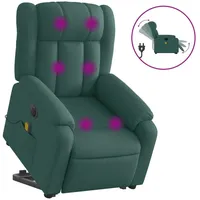 VidaXL Elektrischer Massagesessel mit Aufstehhilfe Dunkelgrün Stoff