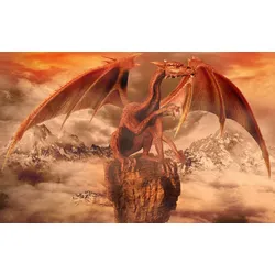 Fototapete PAPERMOON "Fantasie Roter Drache", bunt, B:4,00m L:2,60m, Vlies, Tapeten