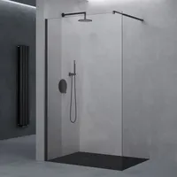 doporro Luxus Duschwand für Dusche Duschabtrennung 70x200cm Schwarz Walk-In Dusche 10mm ESG-Sicherheitsglas Klarglas inkl. Nanobeschichtung Bremen02K